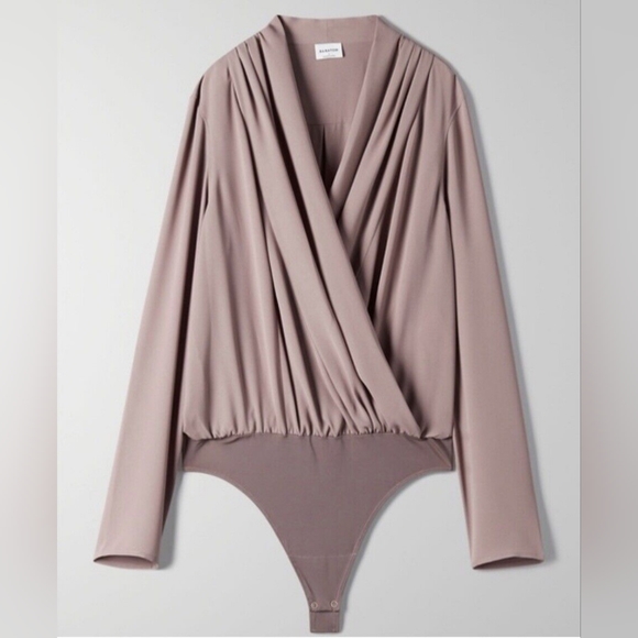 Babaton Tops - Aritzia Babaton Ambrose Bodysuit Shadow Mauve Size Small